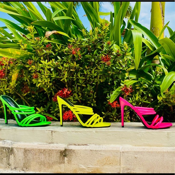 Neon Pink Strappy Stiletto - Picture 4 of 4